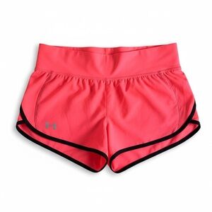 Under Armour HeatGear Lined Running Shorts Zip Pocket Athletic Neon Coral XS